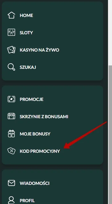 Lemon Casino - wprowadzanie kodu promocyjnego na koncie