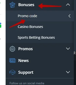 Jet Casino - wprowadzanie kodu promocyjnego na koncie