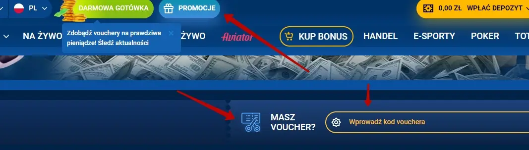 Mostbet Casino - wprowadzanie kodu promocyjnego na koncie